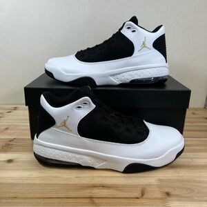 Jordan Men's Black and White Athletic Shoes with Gold Details